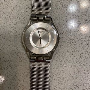 Swatch watch silver metal skin